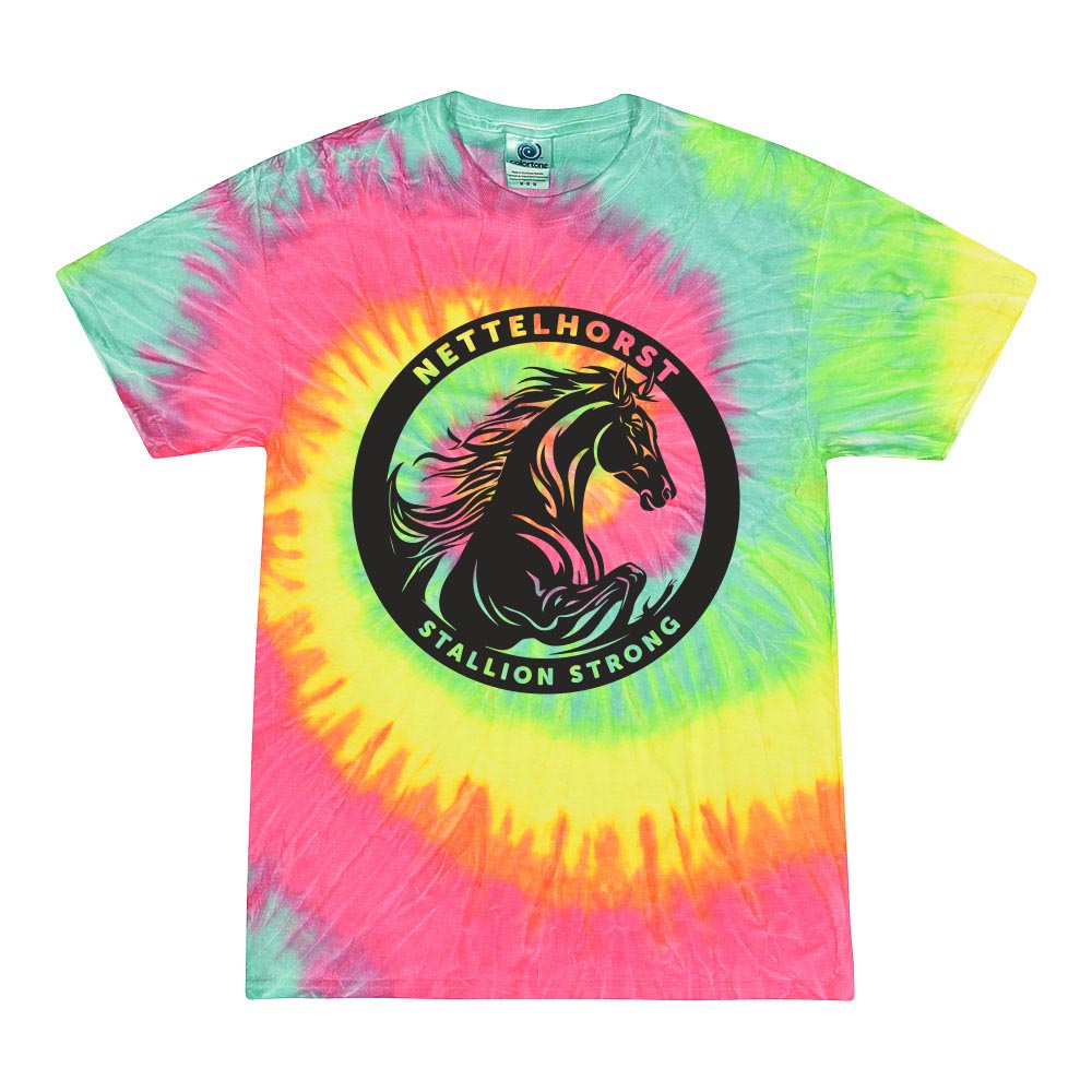 STALLION STRONG TIE DIE TEE ~ NETTELHORST SCHOOL ~ toddler, youth, & adult ~ classic unisex fit