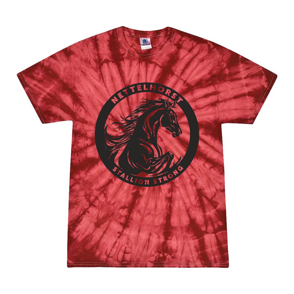 STALLION STRONG TIE DIE TEE ~ NETTELHORST SCHOOL ~ toddler, youth, & adult ~ classic unisex fit