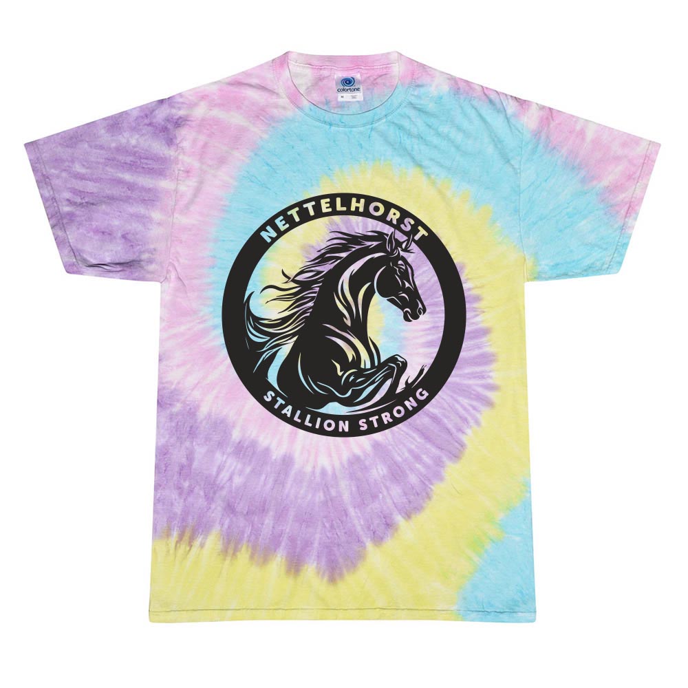 STALLION STRONG TIE DIE TEE ~ NETTELHORST SCHOOL ~ toddler, youth, & adult ~ classic unisex fit