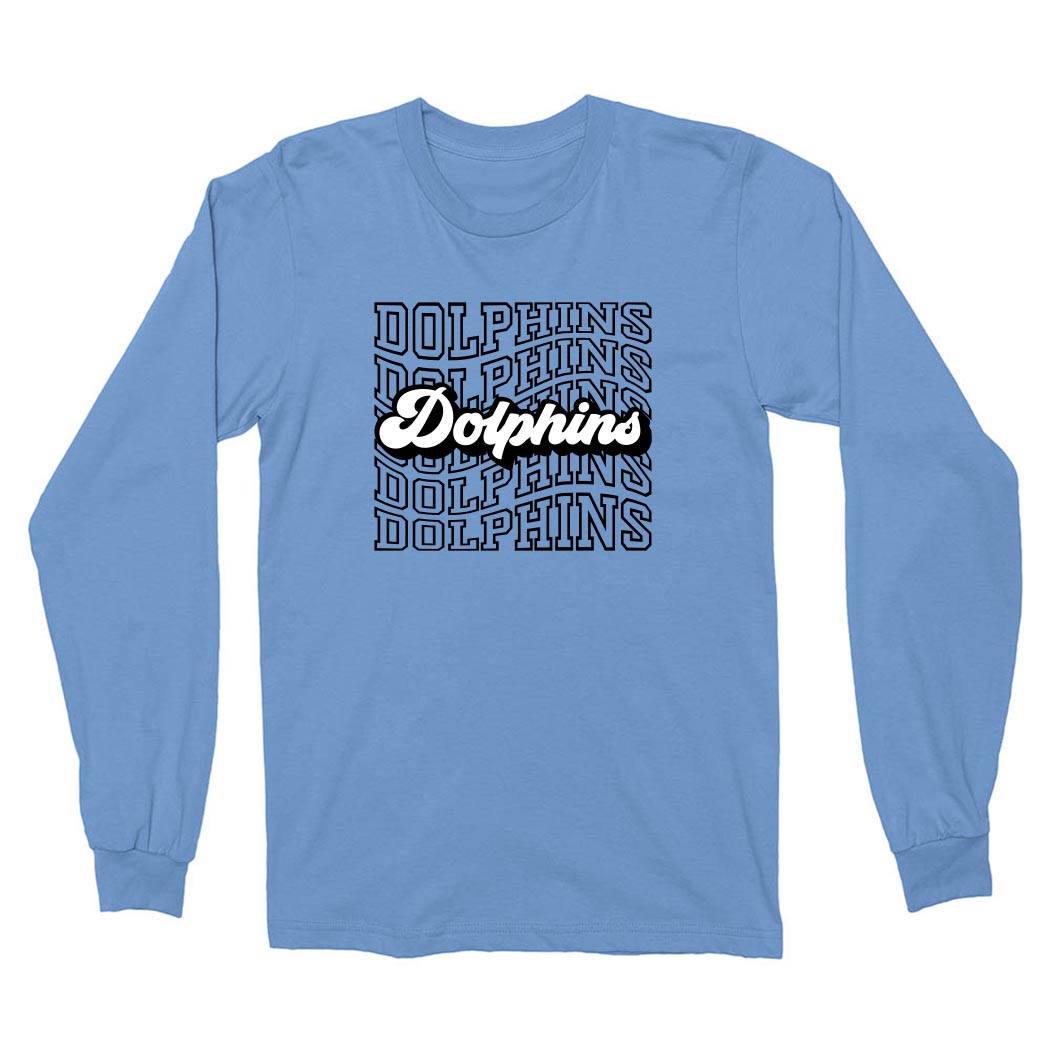 Dolphins Repeater ~ Cotton Long Sleeve T-Shirt ~ Shabonee Elementary School Staff