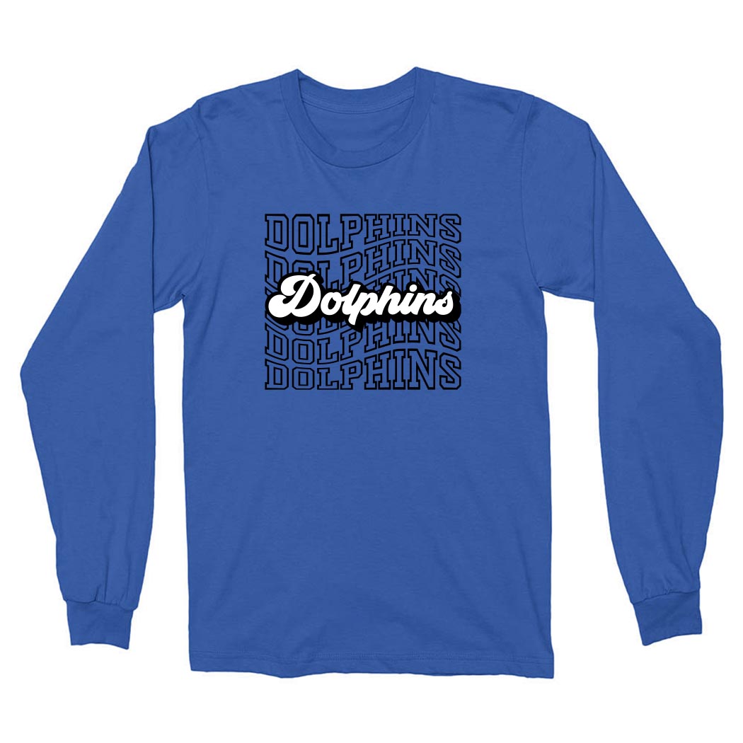 DOLPHINS REPEATER LONG SLEEVE TEE ~ SHABONEE STAFF ~  adult ~ classic unisex fit