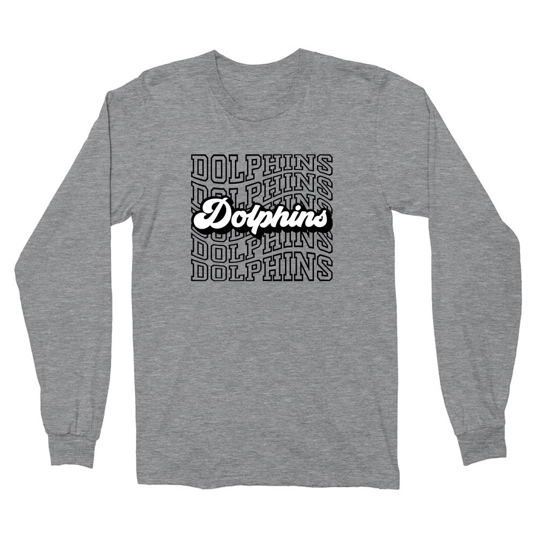 DOLPHINS REPEATER LONG SLEEVE TEE ~ SHABONEE STAFF ~  adult ~ classic unisex fit