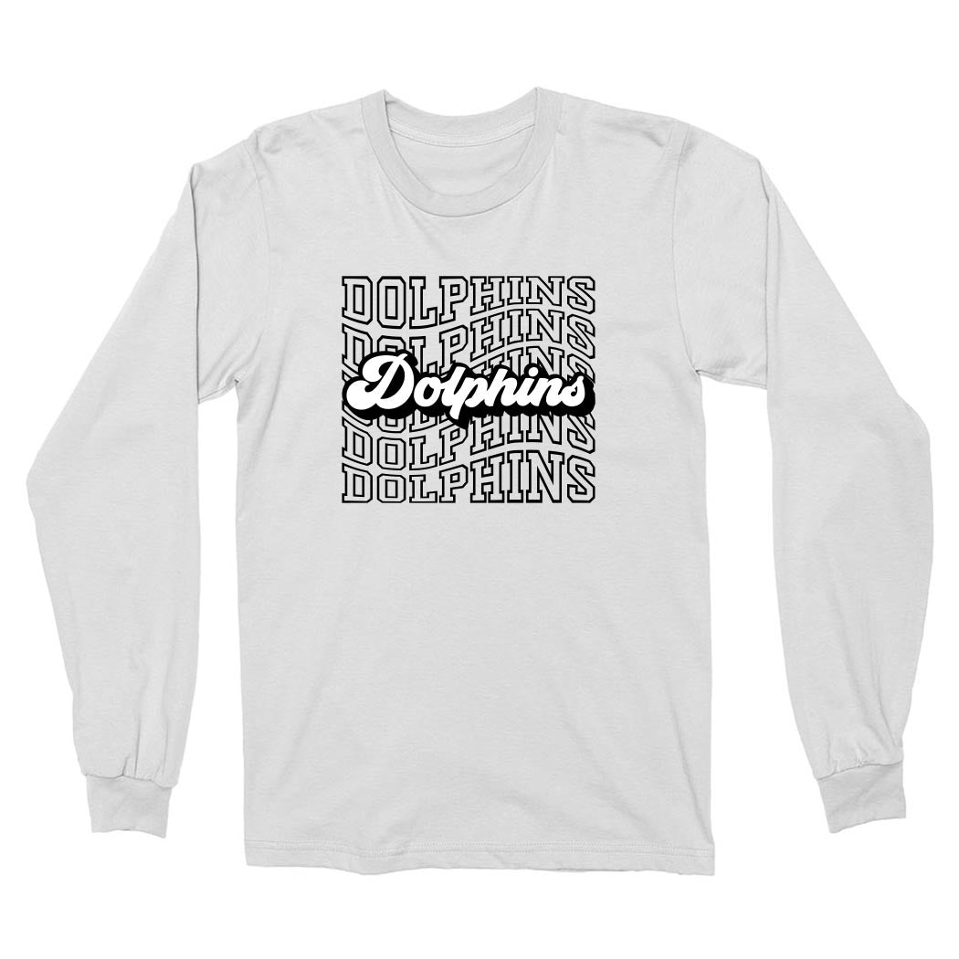 Dolphins Repeater ~ Cotton Long Sleeve T-Shirt ~ Shabonee Elementary School Staff