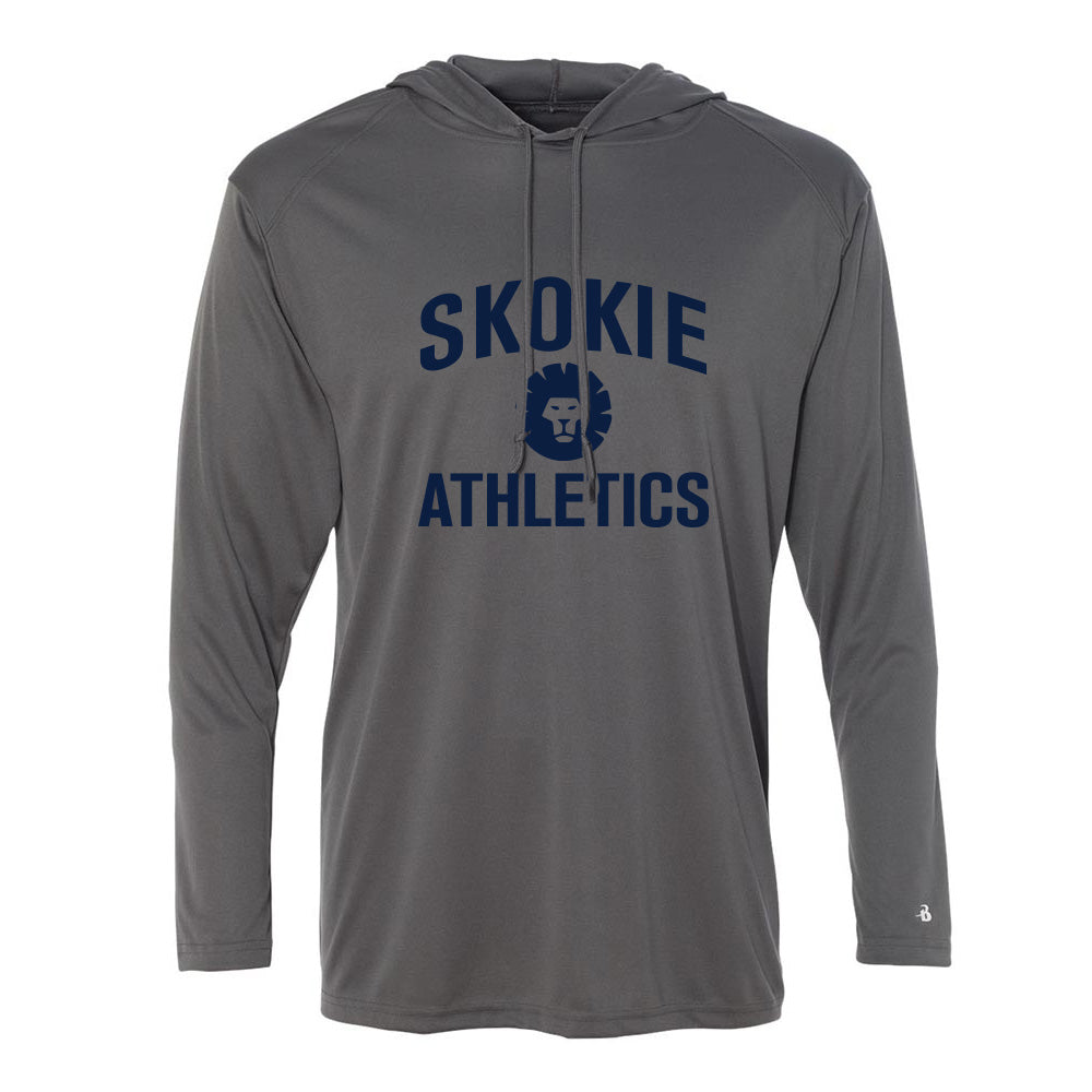Skokie Athletics ~ Performance Long Sleeve Hooded T-Shirt ~ Skokie School