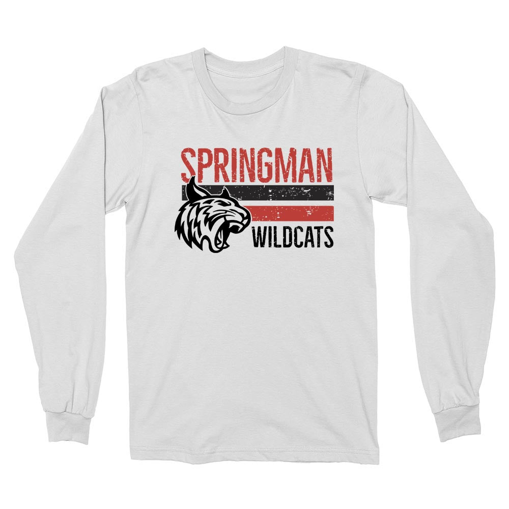 SPRINGMAN WILDCATS STRIPES LONG SLEEVE TEE ~ SPRINGMAN MIDDLE SCHOOL ~ youth & adult ~ classic unisex fit