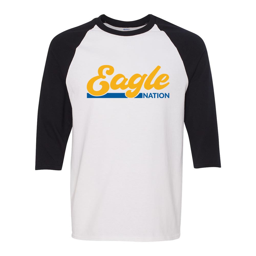 Groovy Eagle Nation 3/4 Sleeve Baseball T-Shirt ~ St. Viator School