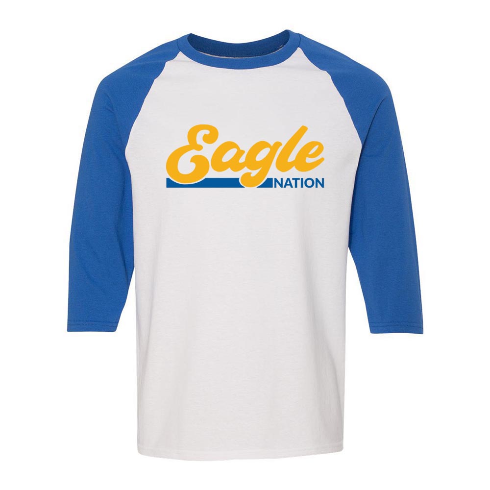 Groovy Eagle Nation 3/4 Sleeve Baseball T-Shirt ~ St. Viator School