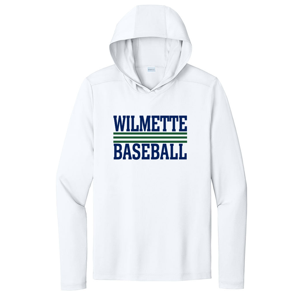 Stripes ~ Hooded Long Sleeve Performance T-Shirt ~ Wilmette Baseball Association