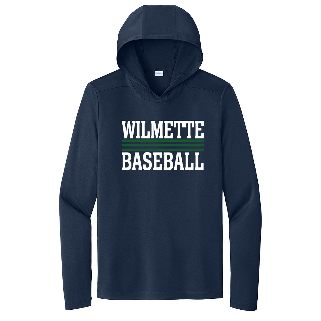 Stripes ~ Hooded Long Sleeve Performance T-Shirt ~ Wilmette Baseball Association