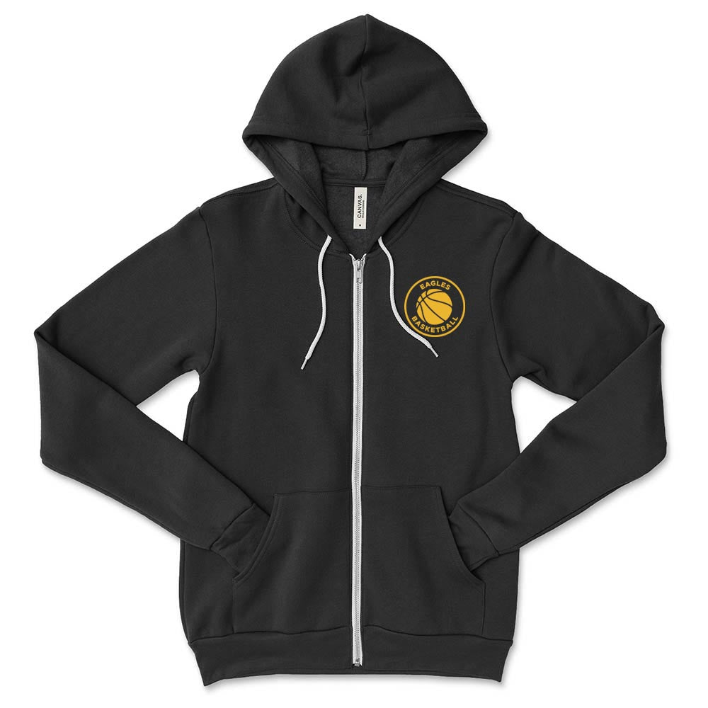 BASKETBALL ZIP HOODIE ~ SUNSET RIDGE SCHOOL ~ youth and adult ~ classic fit
