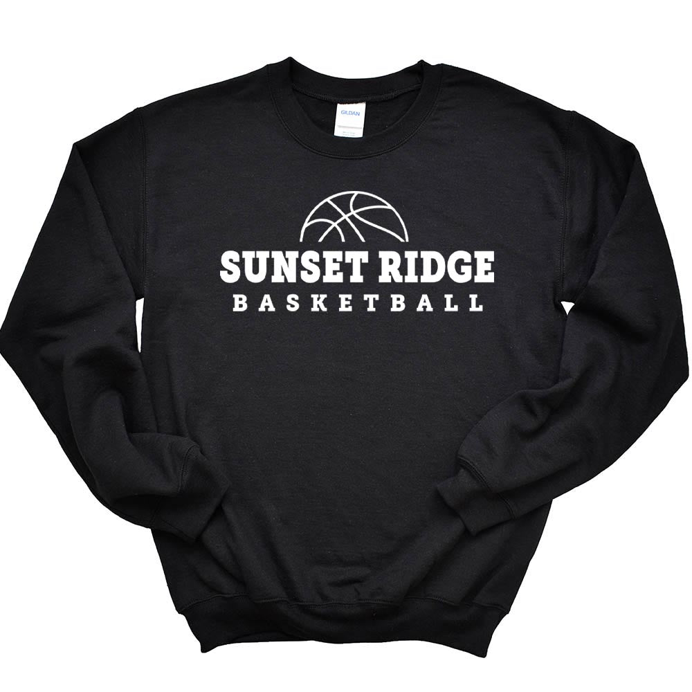 BASKETBALL OUTLINE UNISEX SWEATSHIRT ~ SUNSET RIDGE SCHOOL ~ youth and adult ~ classic fit