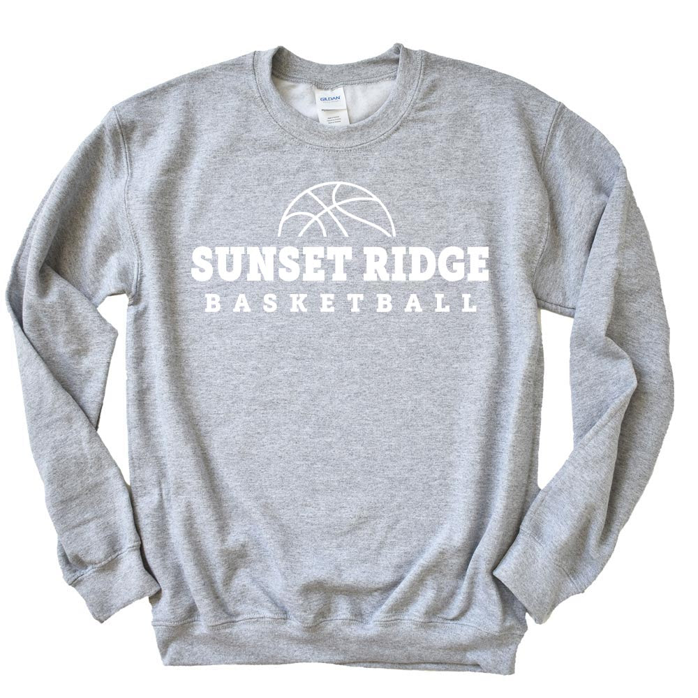 BASKETBALL OUTLINE UNISEX SWEATSHIRT ~ SUNSET RIDGE SCHOOL ~ youth and adult ~ classic fit