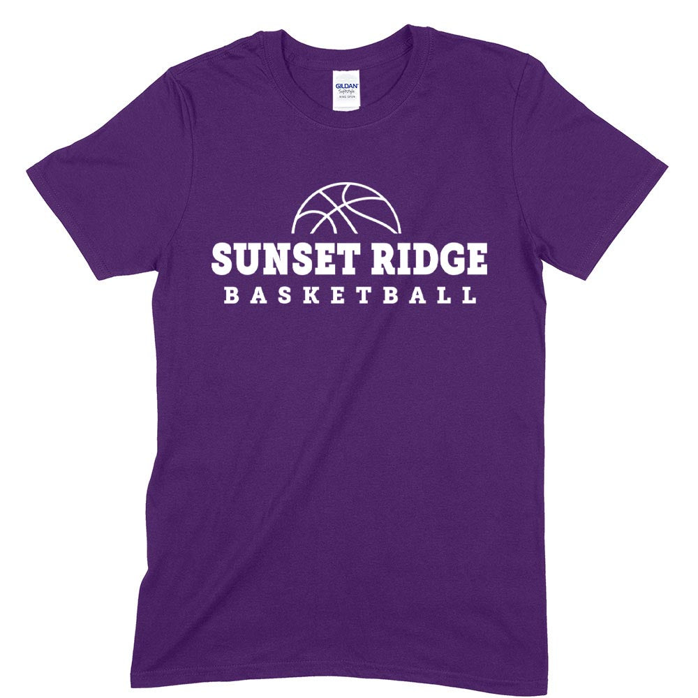 BASKETBALL OUTLINE TEE ~ SUNSET RIDGE SCHOOL ~ youth & adult ~ classic unisex fit