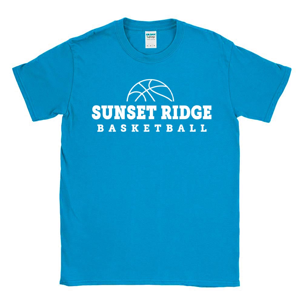 BASKETBALL OUTLINE TEE ~ SUNSET RIDGE SCHOOL ~ youth & adult ~ classic unisex fit