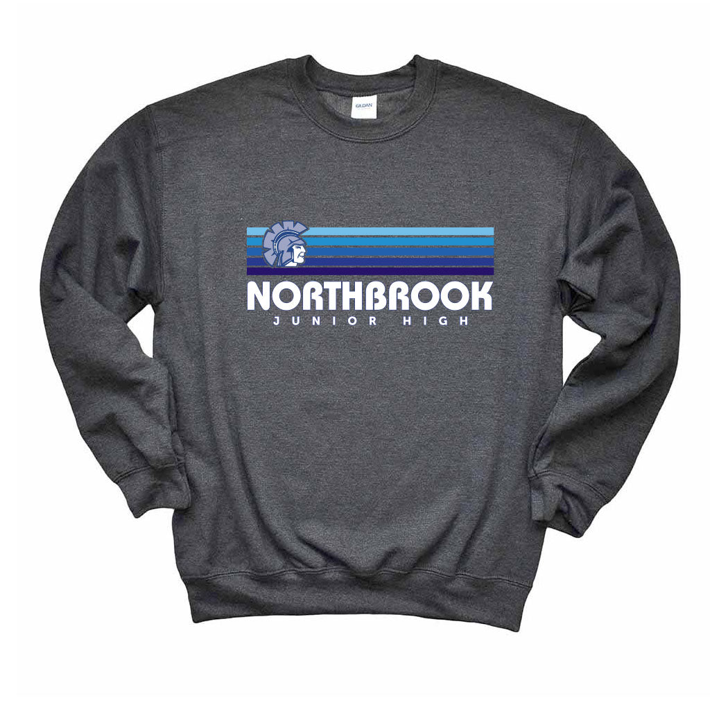 Sunset Stripes ~ Crewneck Sweatshirt ~ Northbrook Junior High School-dark heather
