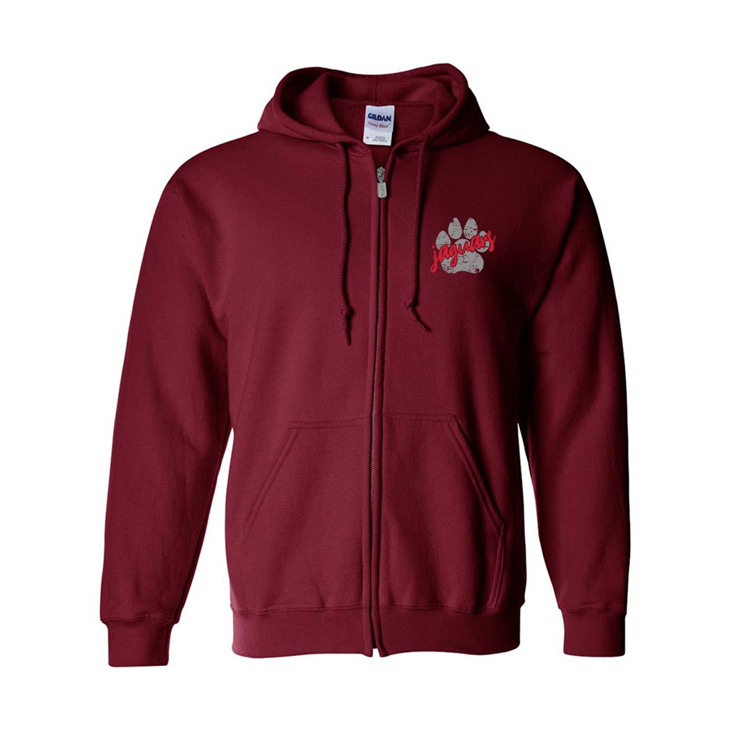 Jaguars Paw ~ Zip Hoodie ~ Thomas Jefferson Middle School
