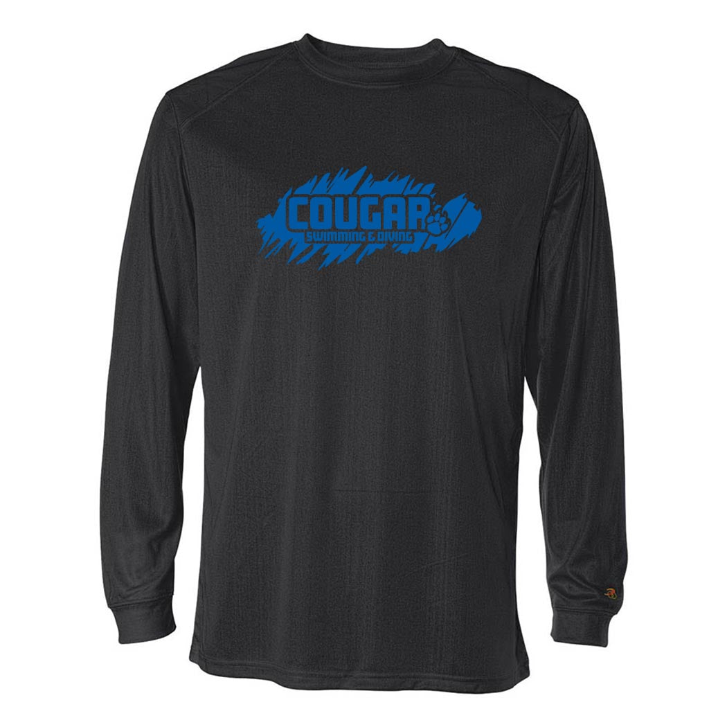 COUGAR PAW PERFORMANCE LONG SLEEVE SHIRT ~ VERNON HILLS HIGH SCHOOL SWIMMING & DIVING ~ adult ~  classic fit