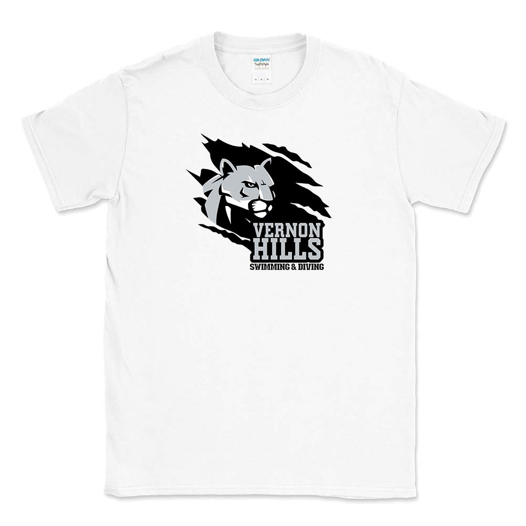 VERNON HILLS COUGAR SOFTSTYLE TEE ~ VERNON HILLS SWIMMING & DIVING ~ youth & adult ~ classic unisex fit