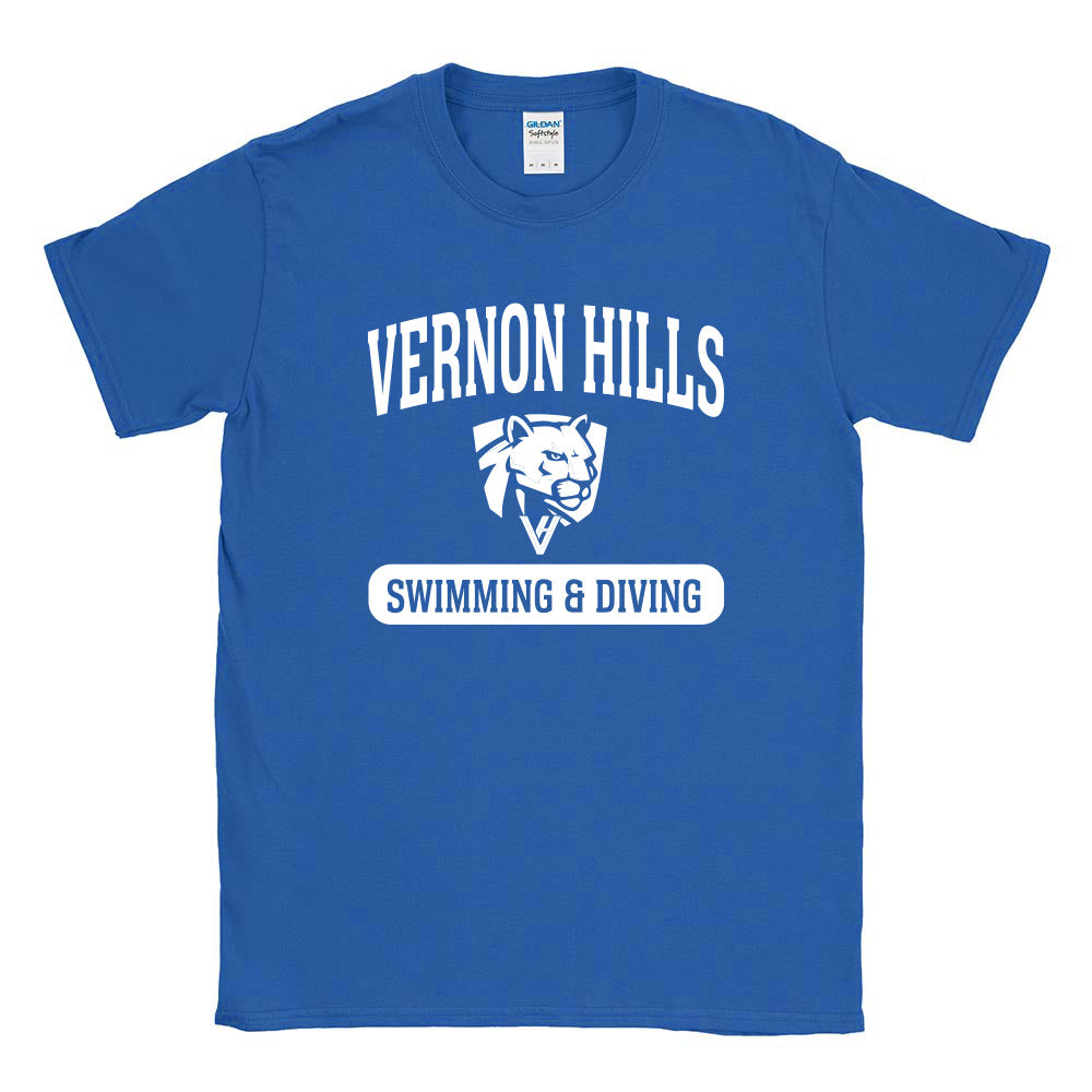 SOFTSTYLE TEE ~ VERNON HILLS HIGH SCHOOL SWIMMING & DIVING ~ youth & adult ~ classic fit