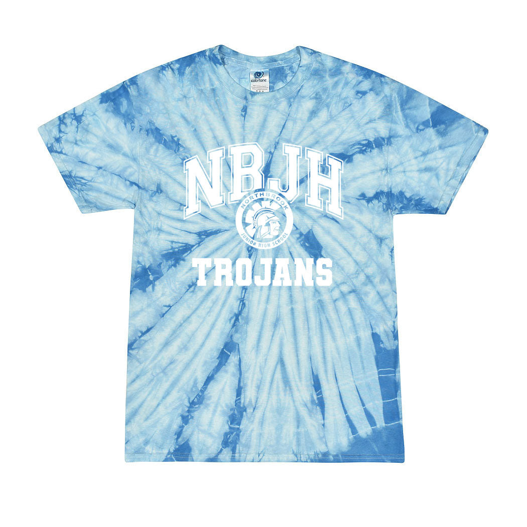 Varsity Seal ~ Tie-Dye T-Shirt ~ Northbrook Junior High School-spider baby blue