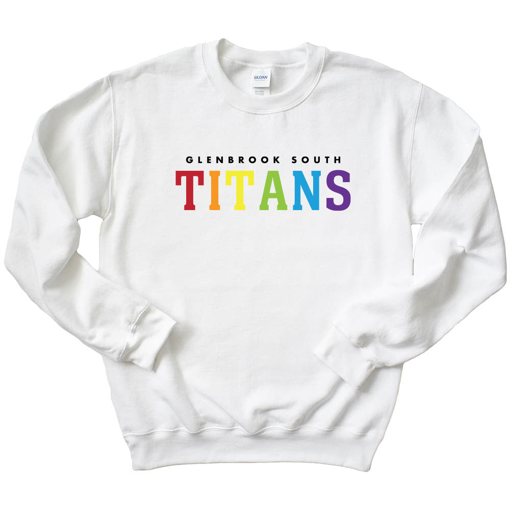 Varsity Titans Rainbow  ~ Crewneck Sweatshirt ~ Glenbrook South High School Booster Club