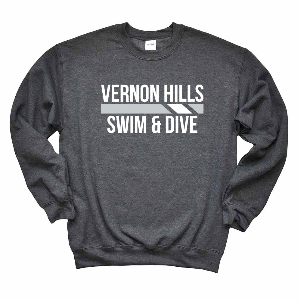 Racing Stripes ~ Crewneck Sweatshirt ~ Vernon Hills High School Swim & Dive