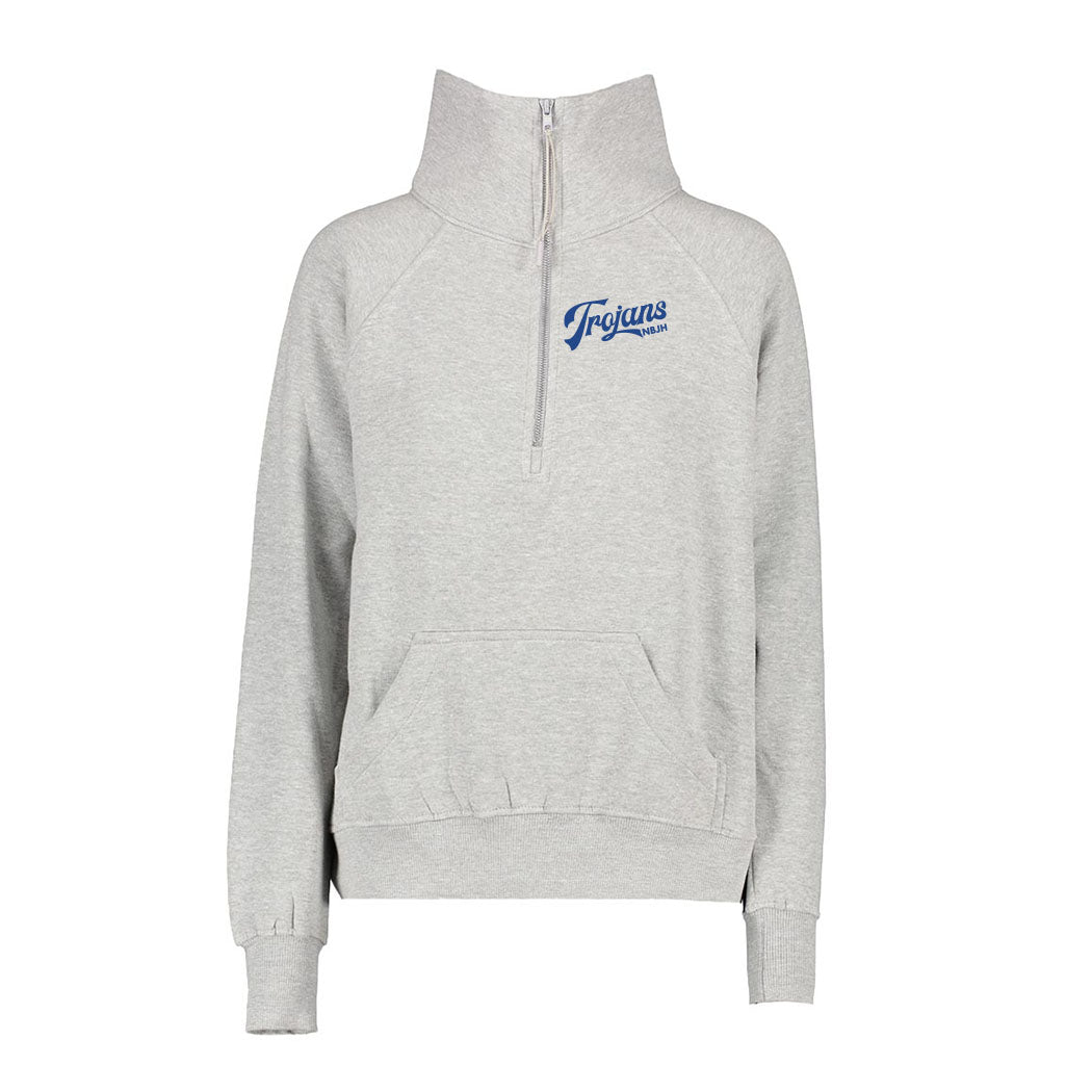 Vintage Script Trojans ~ Ladies Boxy Half Zip Fleece ~ Northbrook Junior High School
