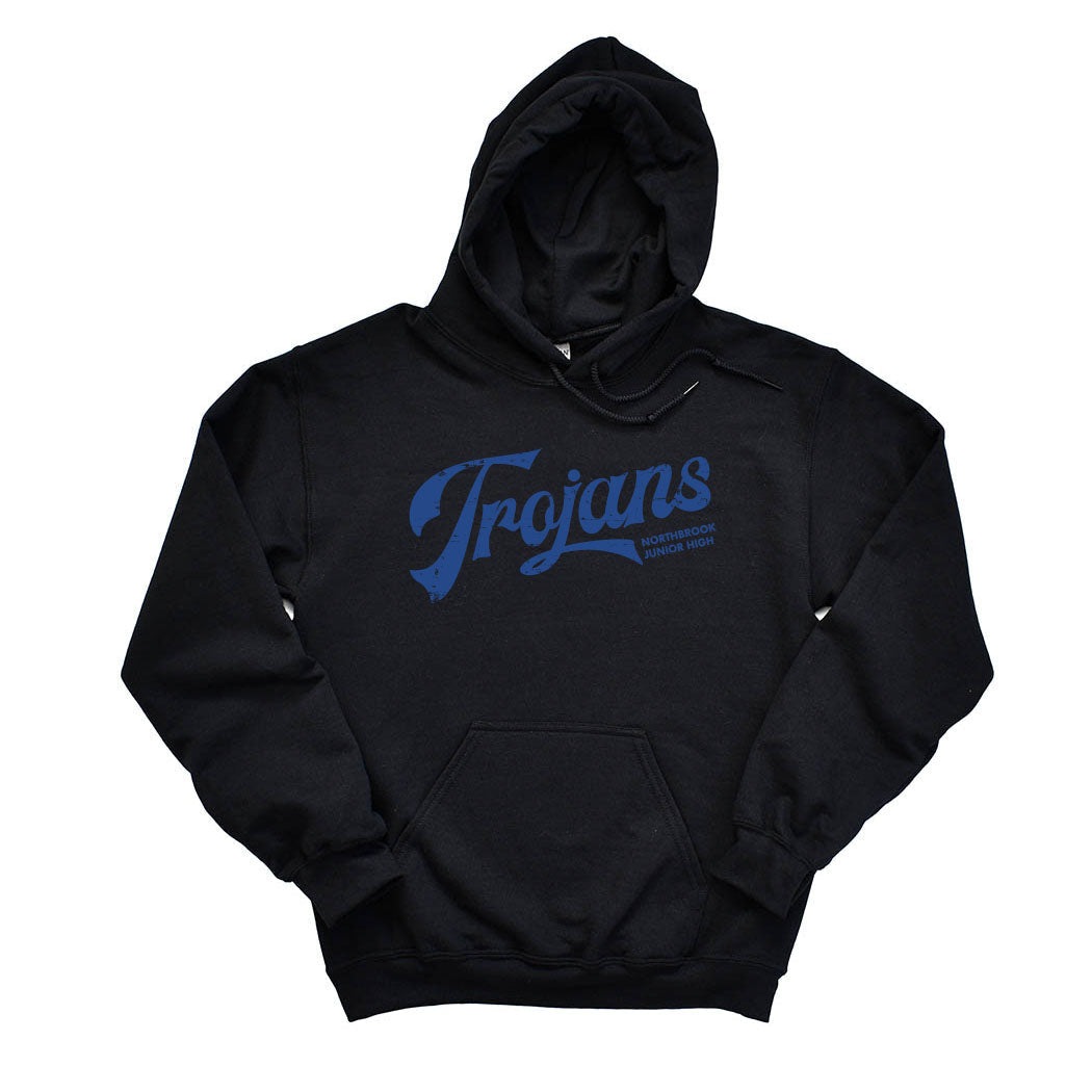 Vintage Script Trojans ~ Hoodie ~ Northbrook Junior High School-black