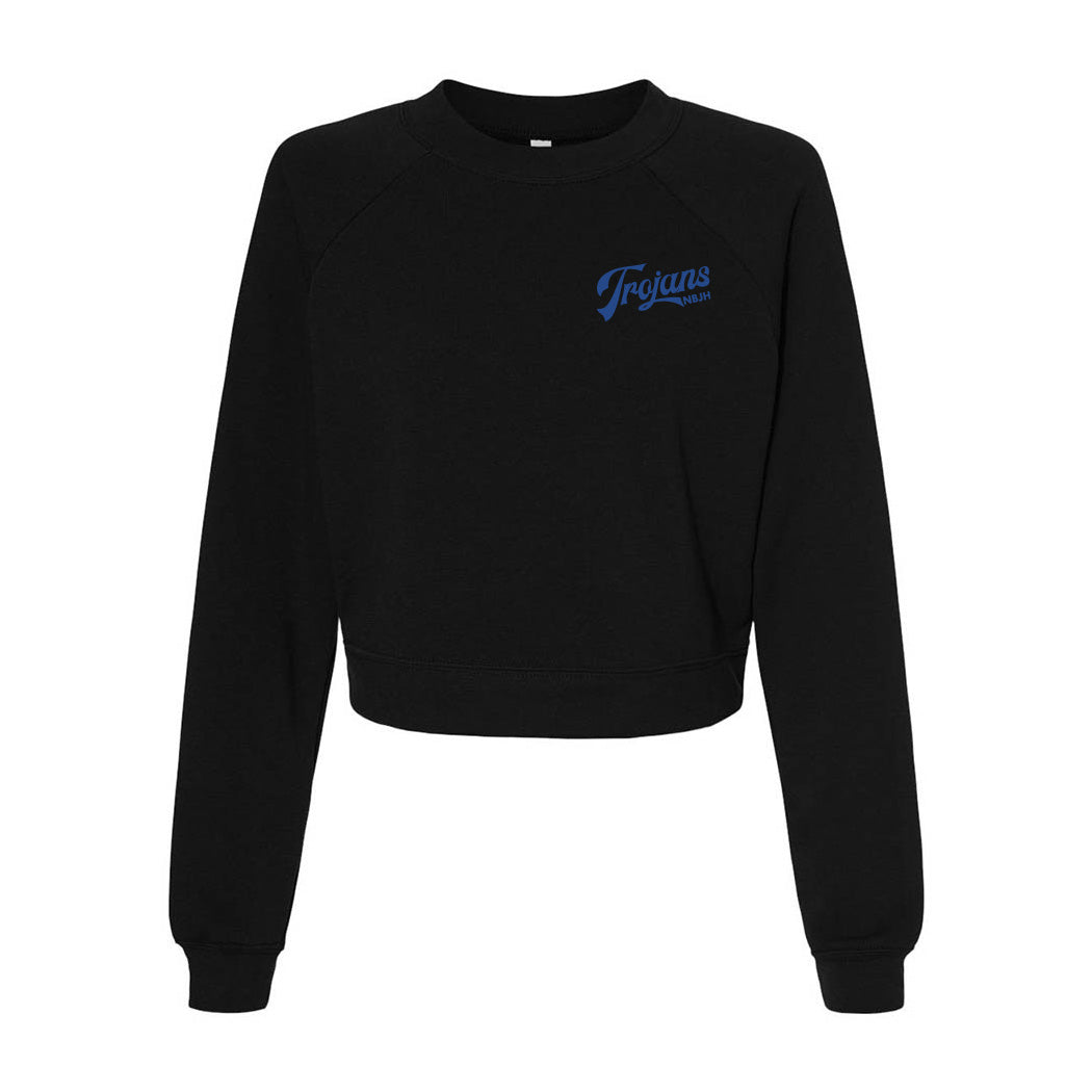Vintage Script Trojans ~ Women's Crewneck Sweatshirt ~ Northbrook Junior High School-black