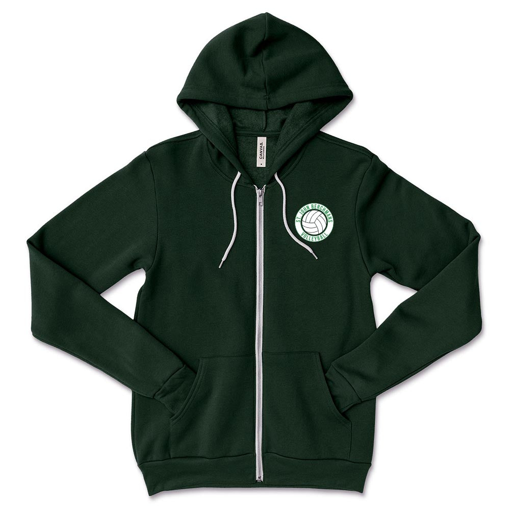 VOLLEYBALL BADGE ZIP HOODIE ~ SJB ATHLETICS ~ youth & adult ~  classic unisex fit