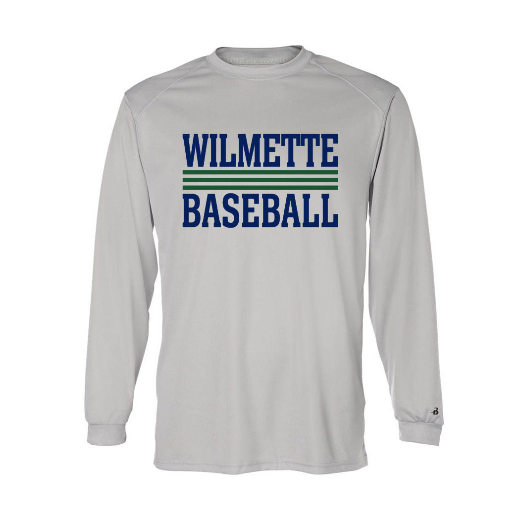 Stripes ~ Long Sleeve Performance T-Shirt ~ Wilmette Baseball