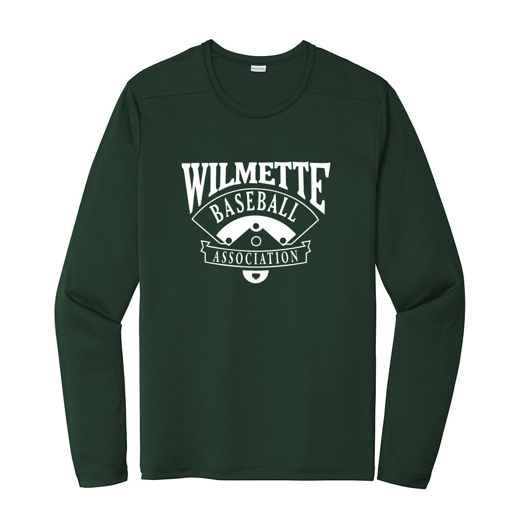 WBA Logo ~ Long Sleeve Performance T-Shirt ~ Wilmette Baseball Association
