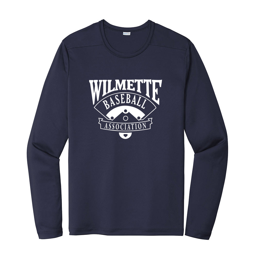 WBA Logo ~ Long Sleeve Performance T-Shirt ~ Wilmette Baseball Association
