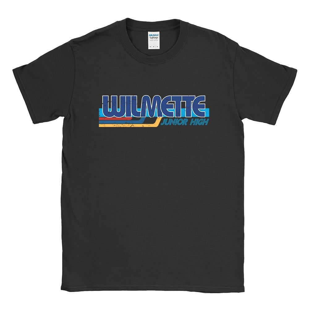 WILMETTE RETRO STRIPES TEE ~ WILMETTE JUNIOR HIGH ~  youth & adult ~ classic unisex fit