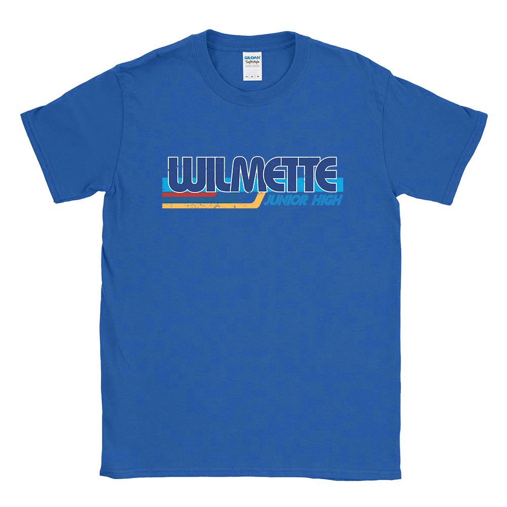 WILMETTE RETRO STRIPES TEE ~ WILMETTE JUNIOR HIGH ~  youth and adult ~ classic unisex fit