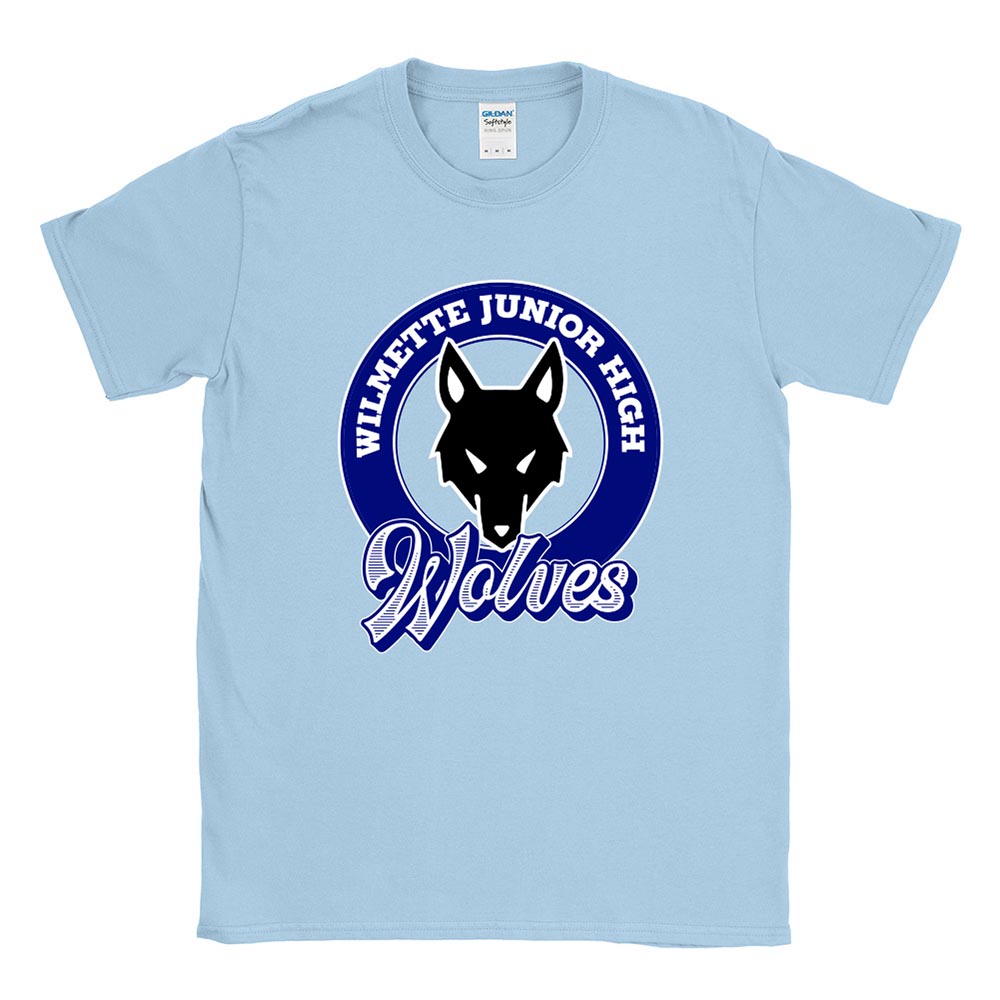 Wolves Mascot Badge ~ Cotton T-Shirt ~ Wilmette Junior High School