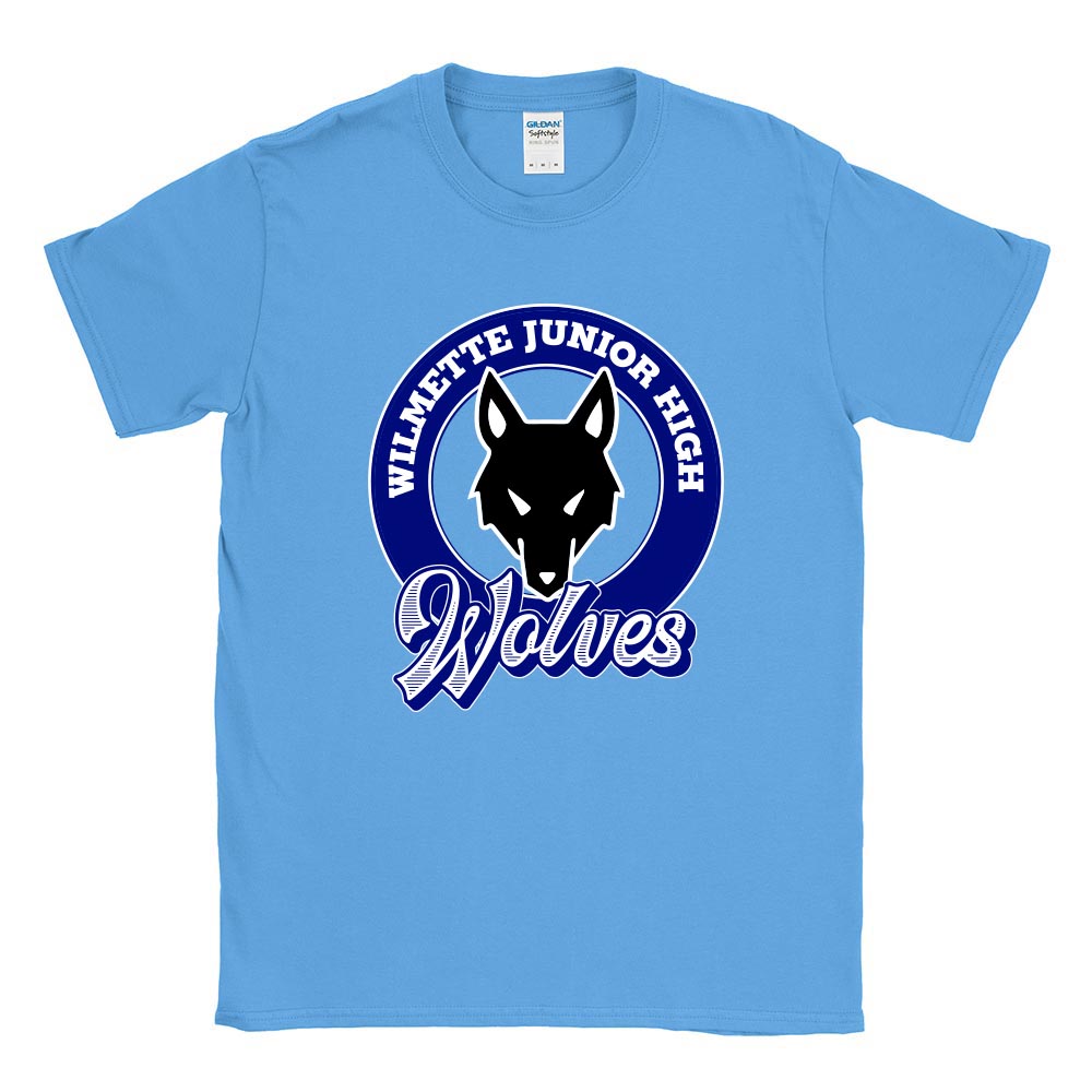 Wolves Mascot Badge ~ Cotton T-Shirt ~ Wilmette Junior High School