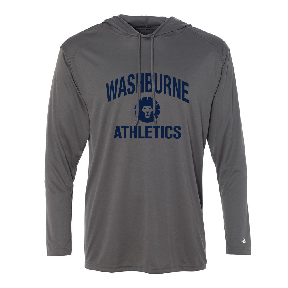 Washburne Athletics ~ Performance Long Sleeve Hooded T-Shirt ~ Washburne School