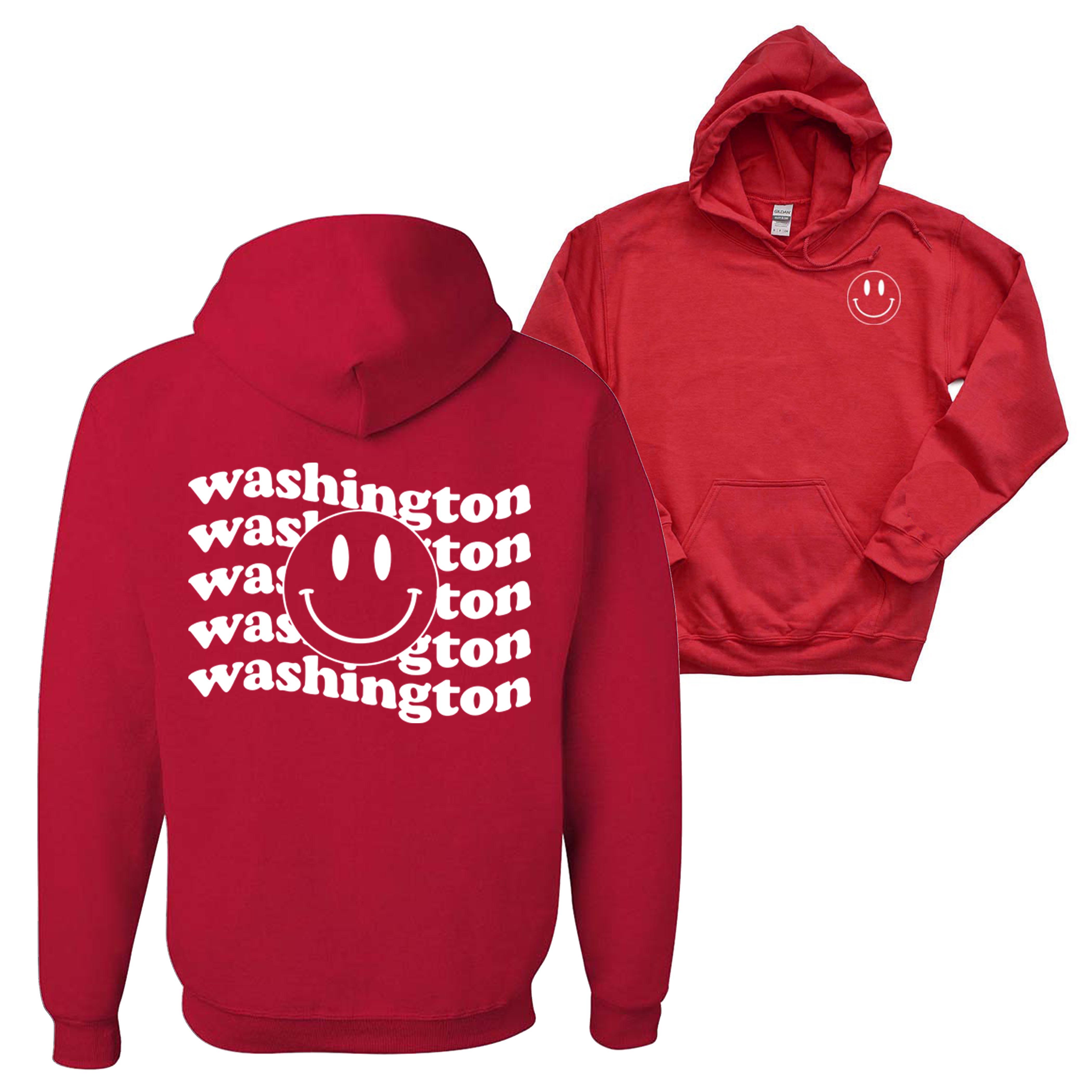 WAVY TEXT WITH SMILEY HOODIE ~ WASHINGTON ELEMENTARY SCHOOL ~ youth and adult ~ classic unisex fit