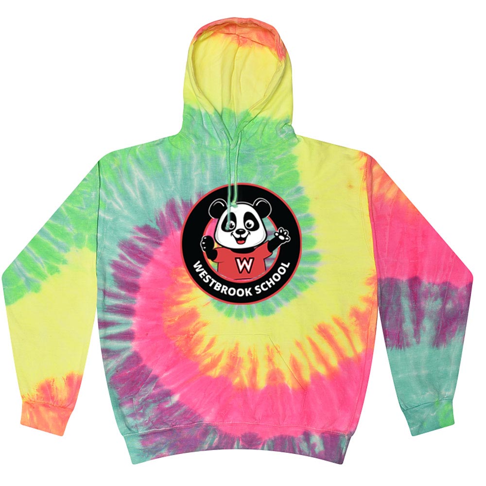 WESTBROOK LOGO TIE DYE HOODIE ~ WESTBROOK ELEMENTARY SCHOOL ~ youth & adult ~ classic unisex fit