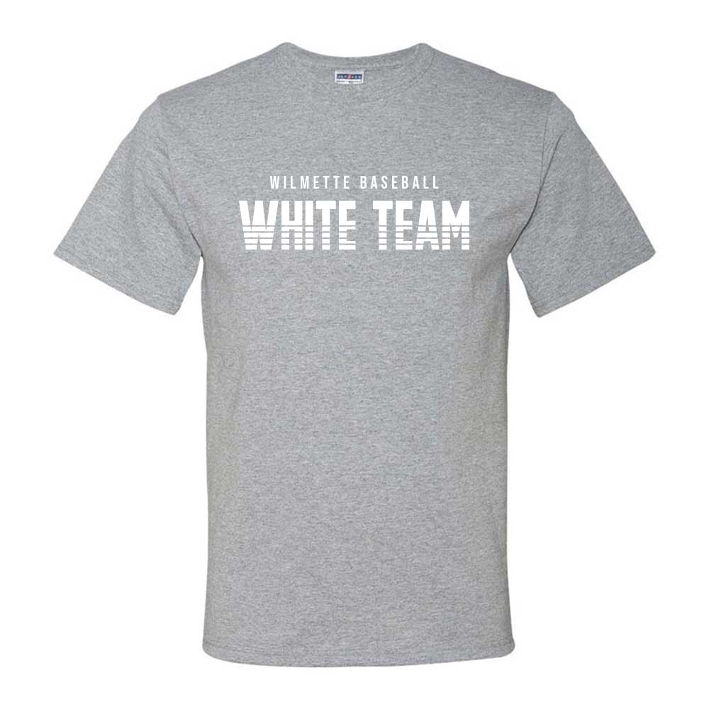 WHITE TEAM DRIPOWER TEE ~ WILMETTE BASEBALL ~ classic unisex fit
