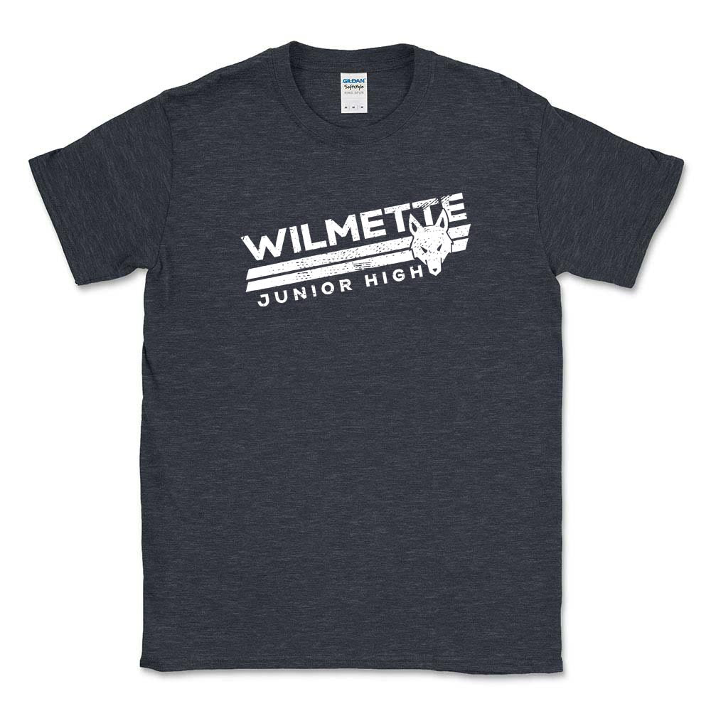 WILMETTE MASCOT STRIPES TEE ~  WILMETTE JUNIOR HIGH ~youth & adult ~ classic unisex fit