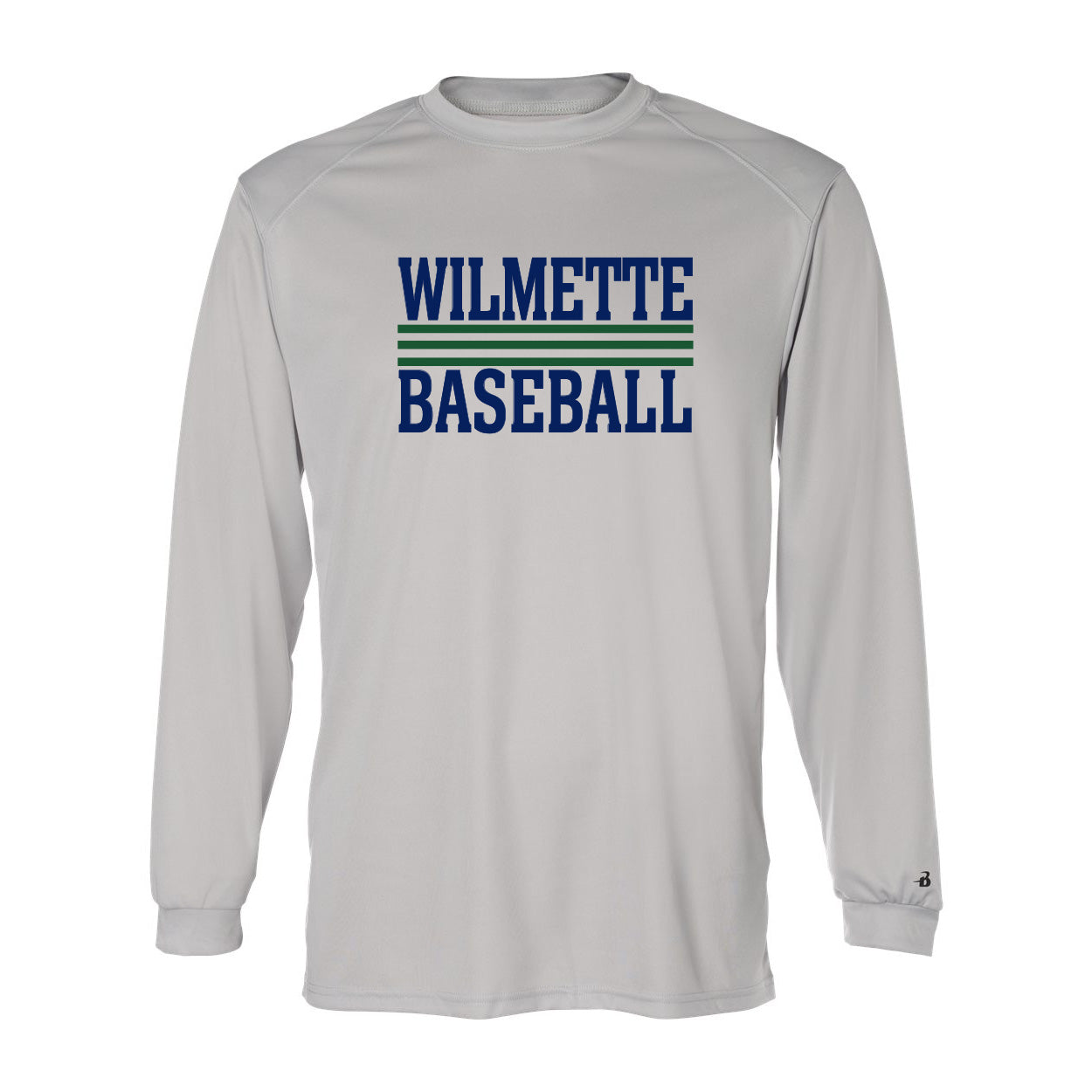 WILMETTE BASEBALL STRIPES B-CORE LONG SLEEVE TEE ~ WILMETTE BASEBALL ~ youth and adult ~ classic fit