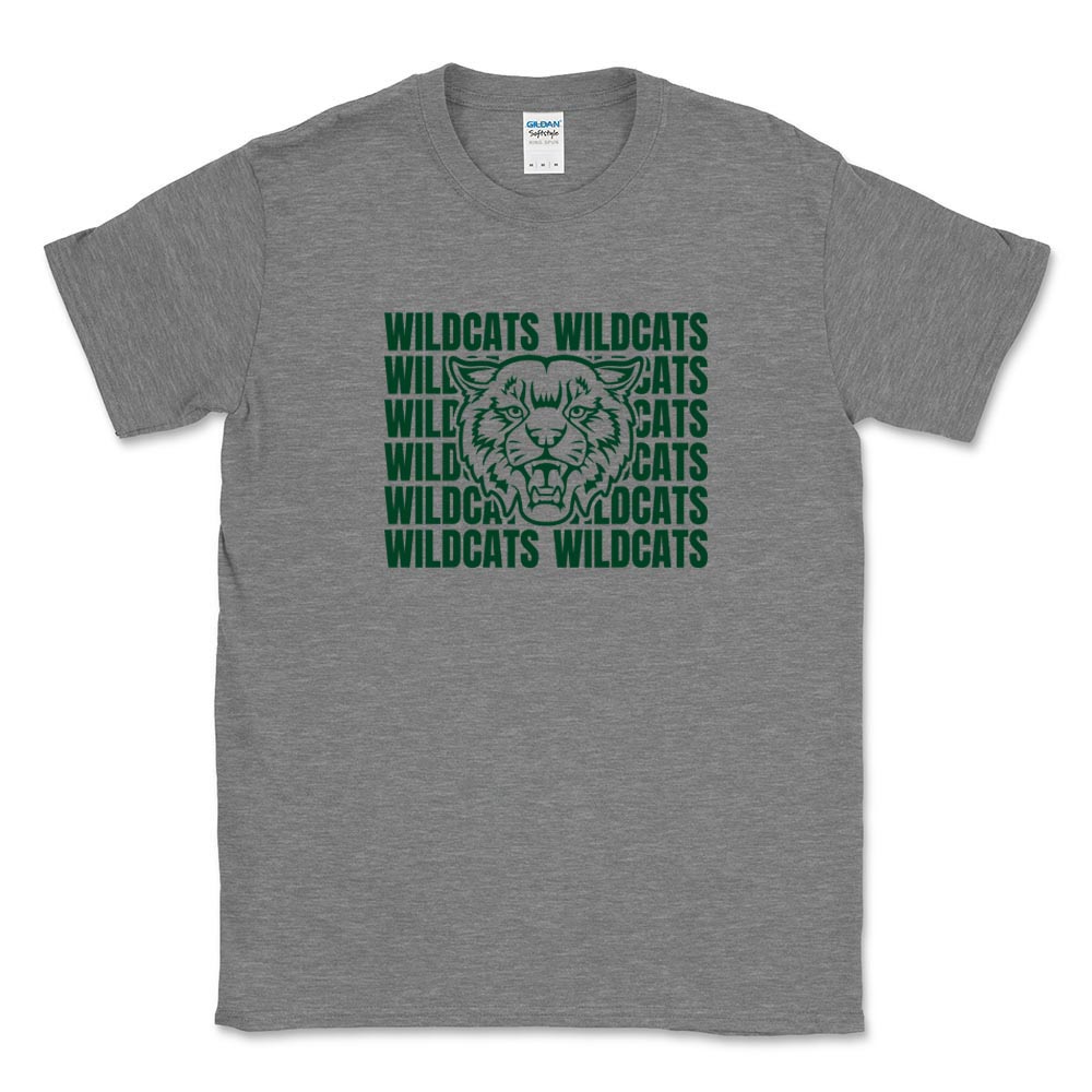 Wildcats Mascot Repeater ~ Cotton T-Shirt ~ Wood Oaks Junior High