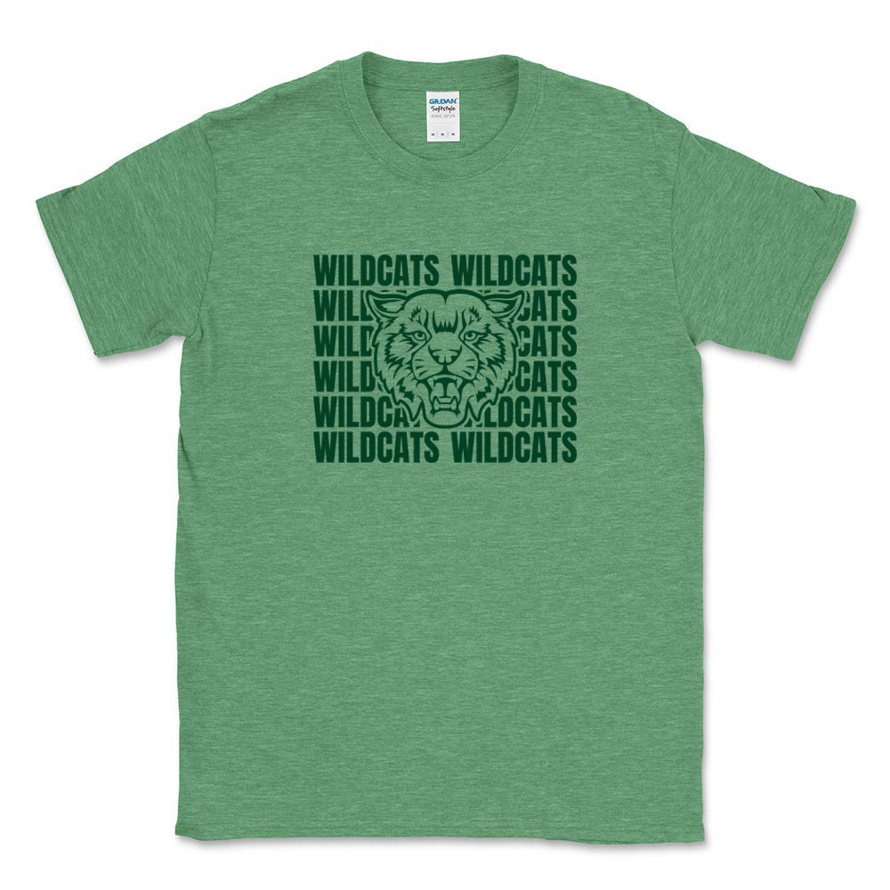 Wildcats Mascot Repeater ~ Cotton T-Shirt ~ Wood Oaks Junior High