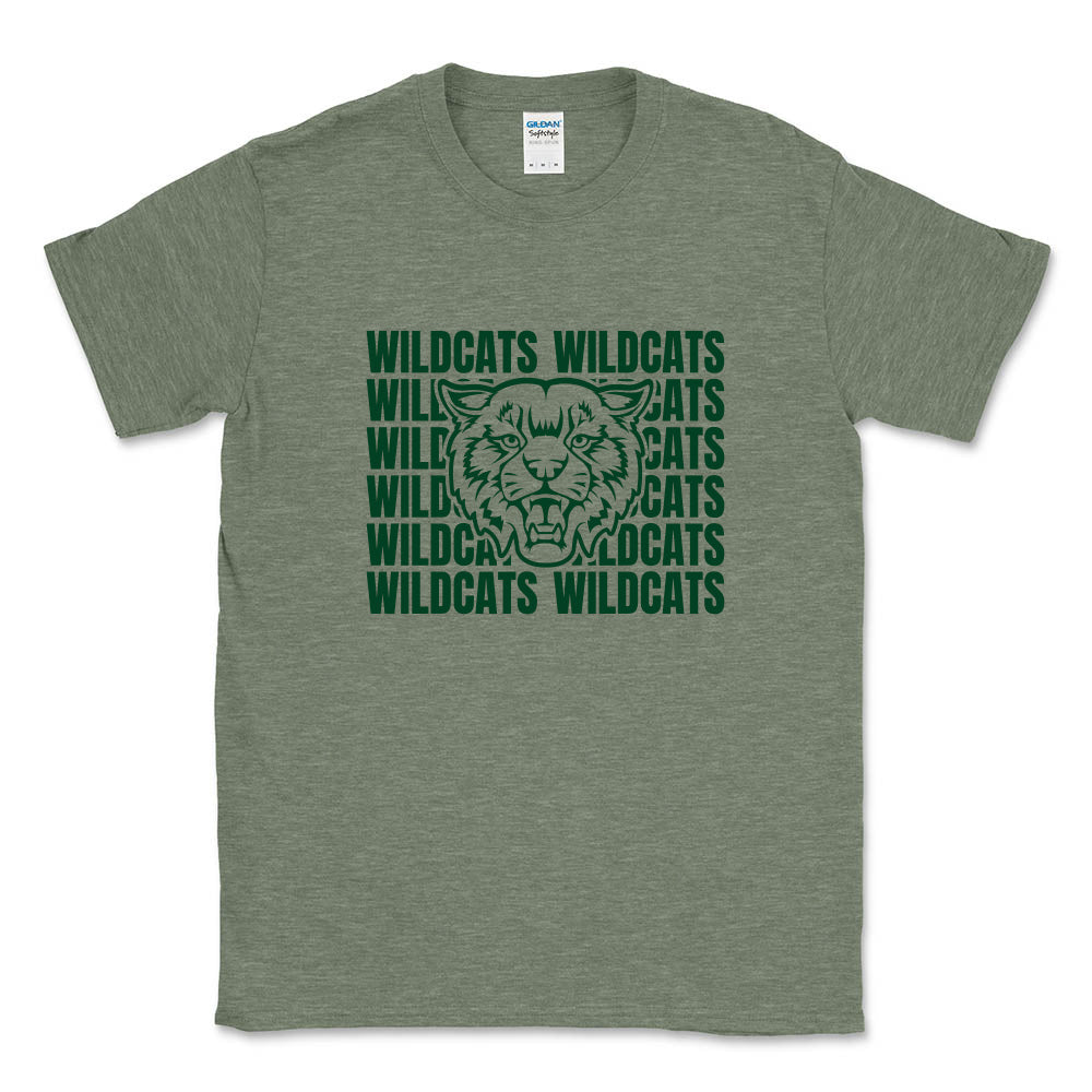 Wildcats Mascot Repeater ~ Cotton T-Shirt ~ Wood Oaks Junior High