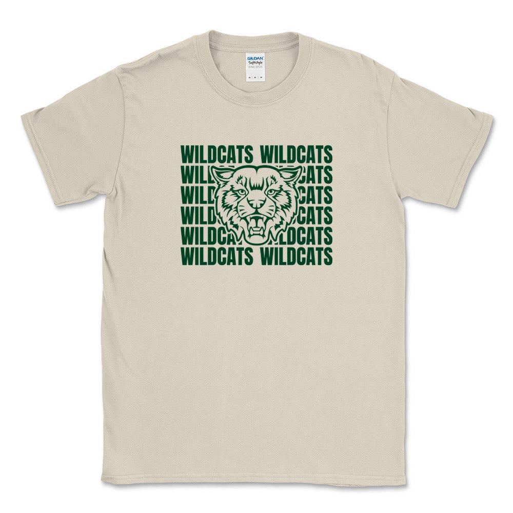 Wildcats Mascot Repeater ~ Cotton T-Shirt ~ Wood Oaks Junior High