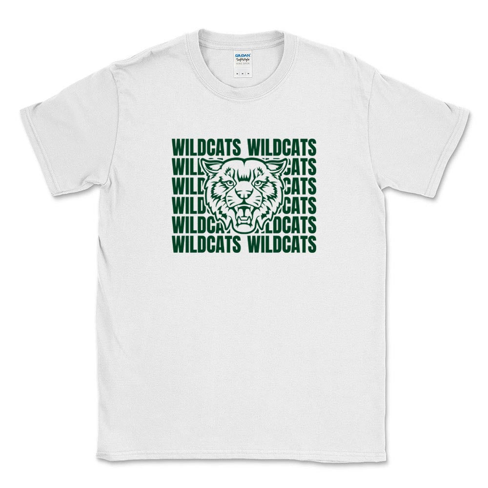 Wildcats Mascot Repeater ~ Cotton T-Shirt ~ Wood Oaks Junior High