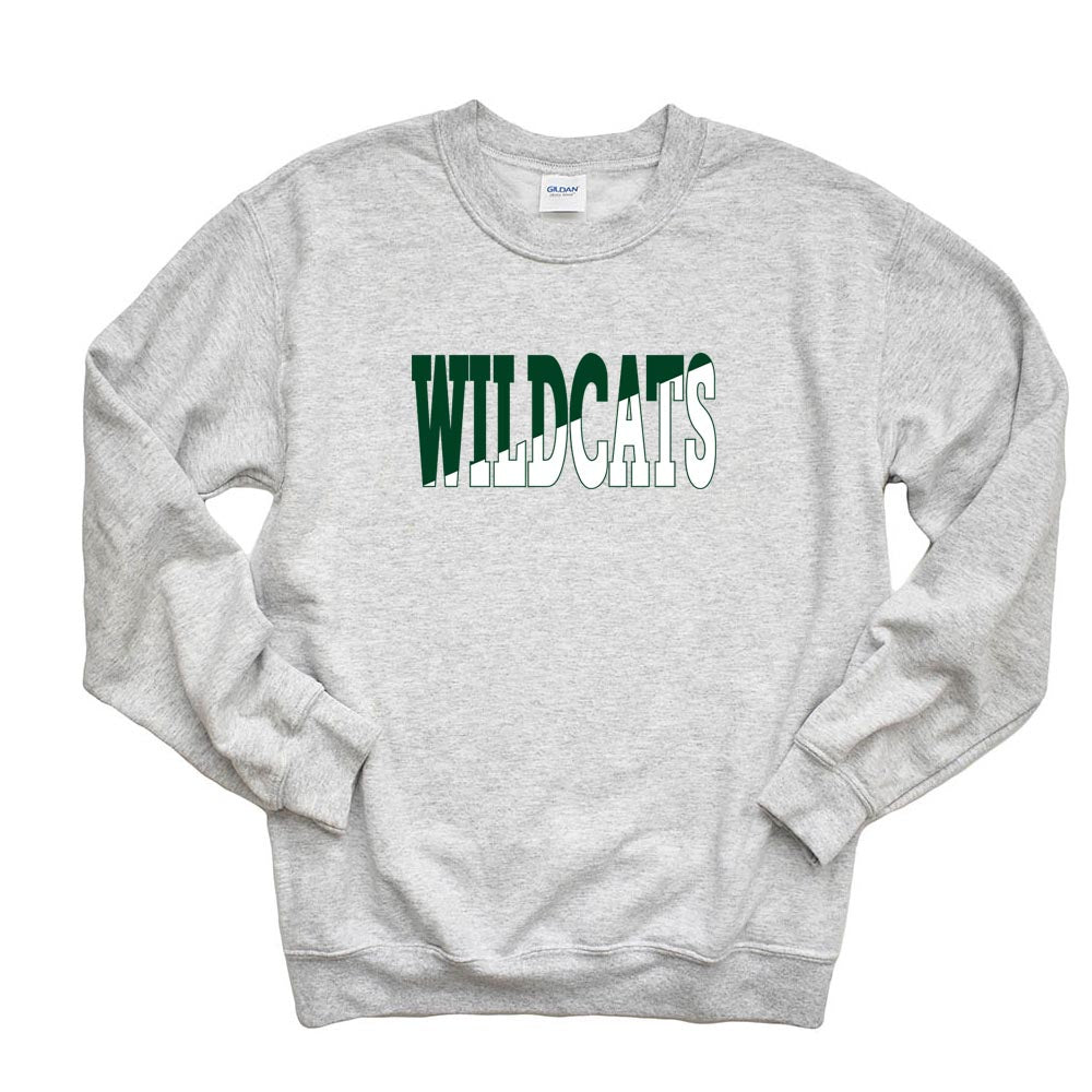 Split Wildcats ~ Crewneck Sweatshirt ~ Wood Oaks Junior High