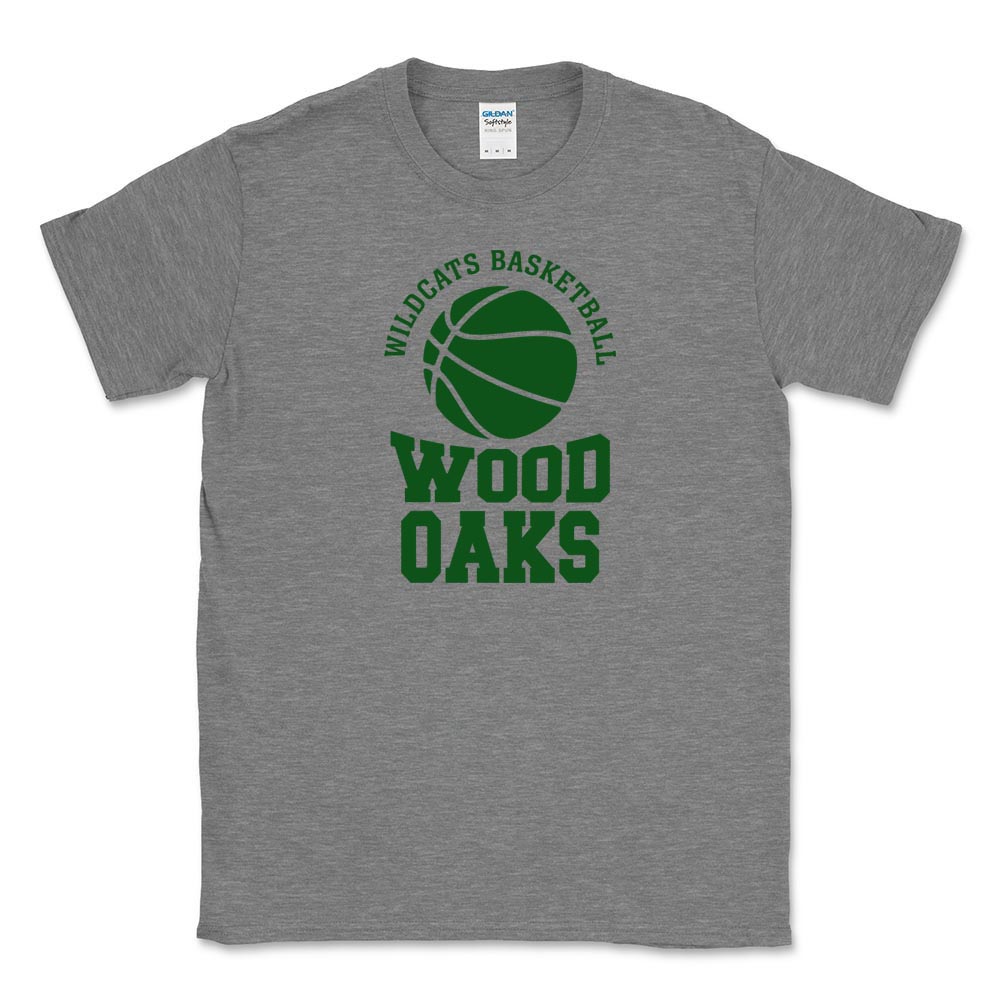 BASKETBALL STACK SOFTSTYLE TEE ~ WOOD OAKS ATHLETICS ~ youth and adult ~ classic fit